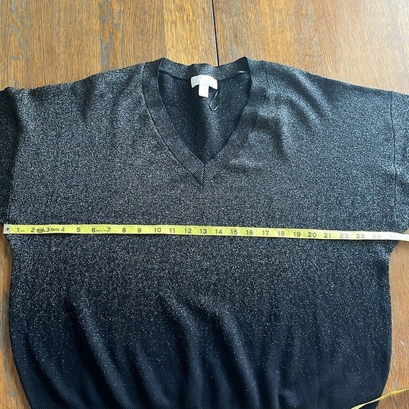 White Label V-neck Sweater Black Gradient Silver Thread Size L Long Sleeves - Picture 11 of 16